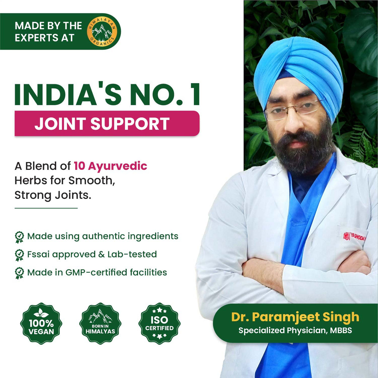 Vlado's Himalayan Organics, Plant Based Joint Support with Boswellia Ashwagandha - 60 Veg Tablets