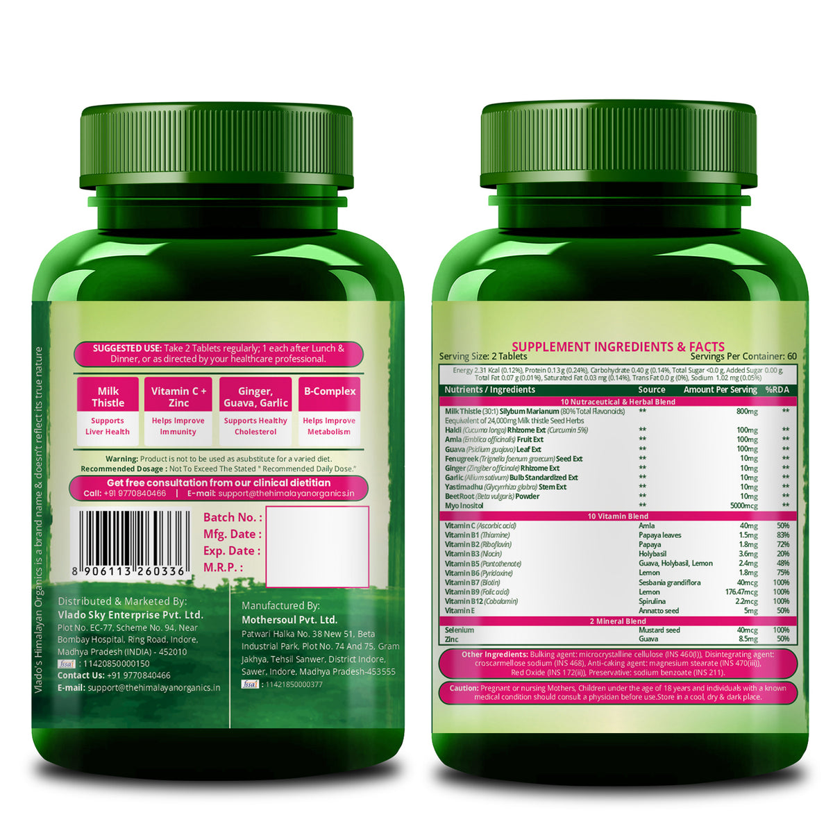 Vlado's Himalayan Organics, Milk Thistle Extract, 800mg - 120 Veg Tablets