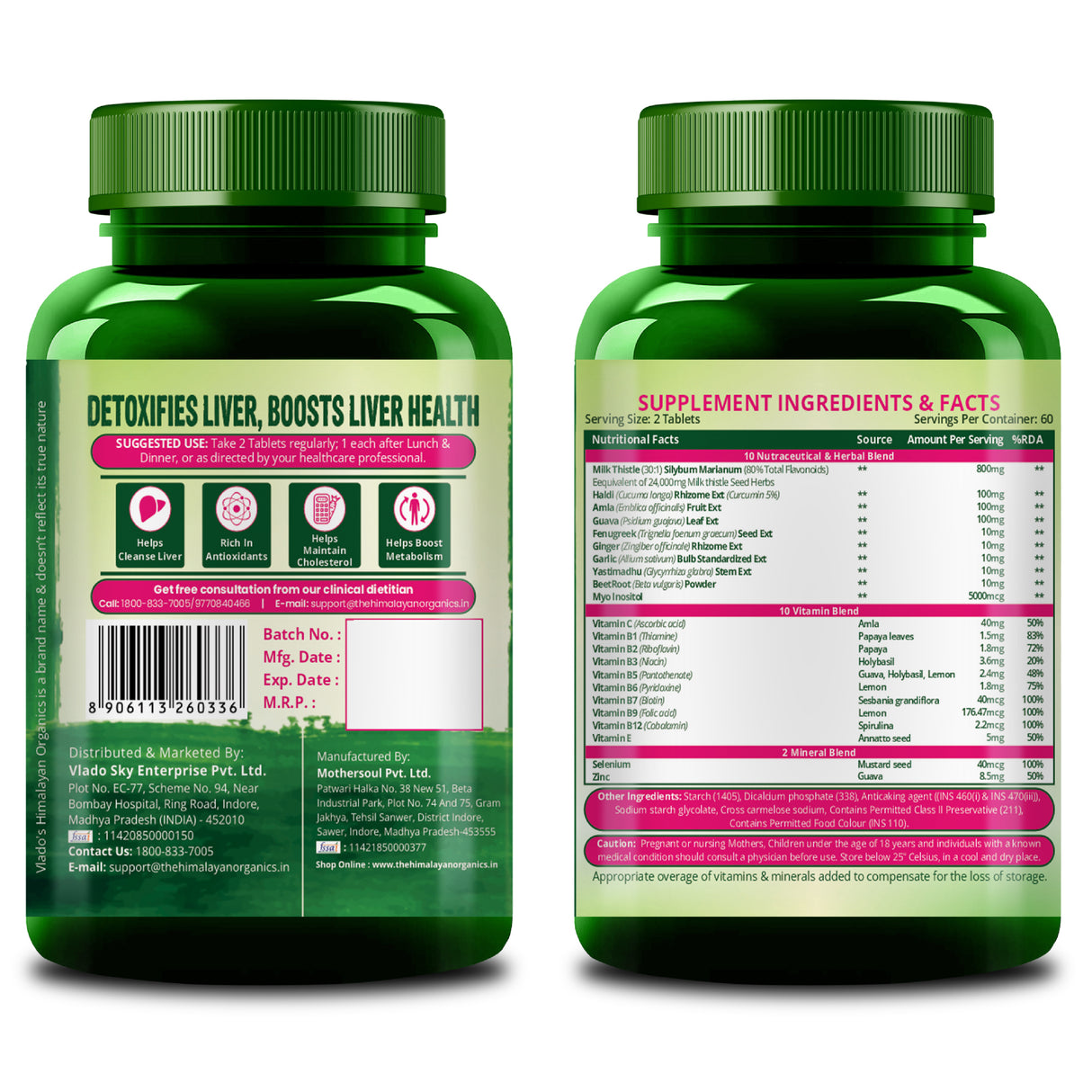 Vlado's Himalayan Organics, Milk Thistle Extract, 800mg - 120 Veg Tablets