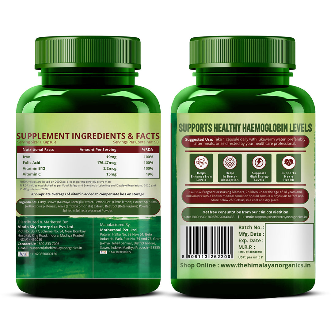 Vlado's Himalayan Organics, Plant Based Iron with Folate - 90 Capsules
