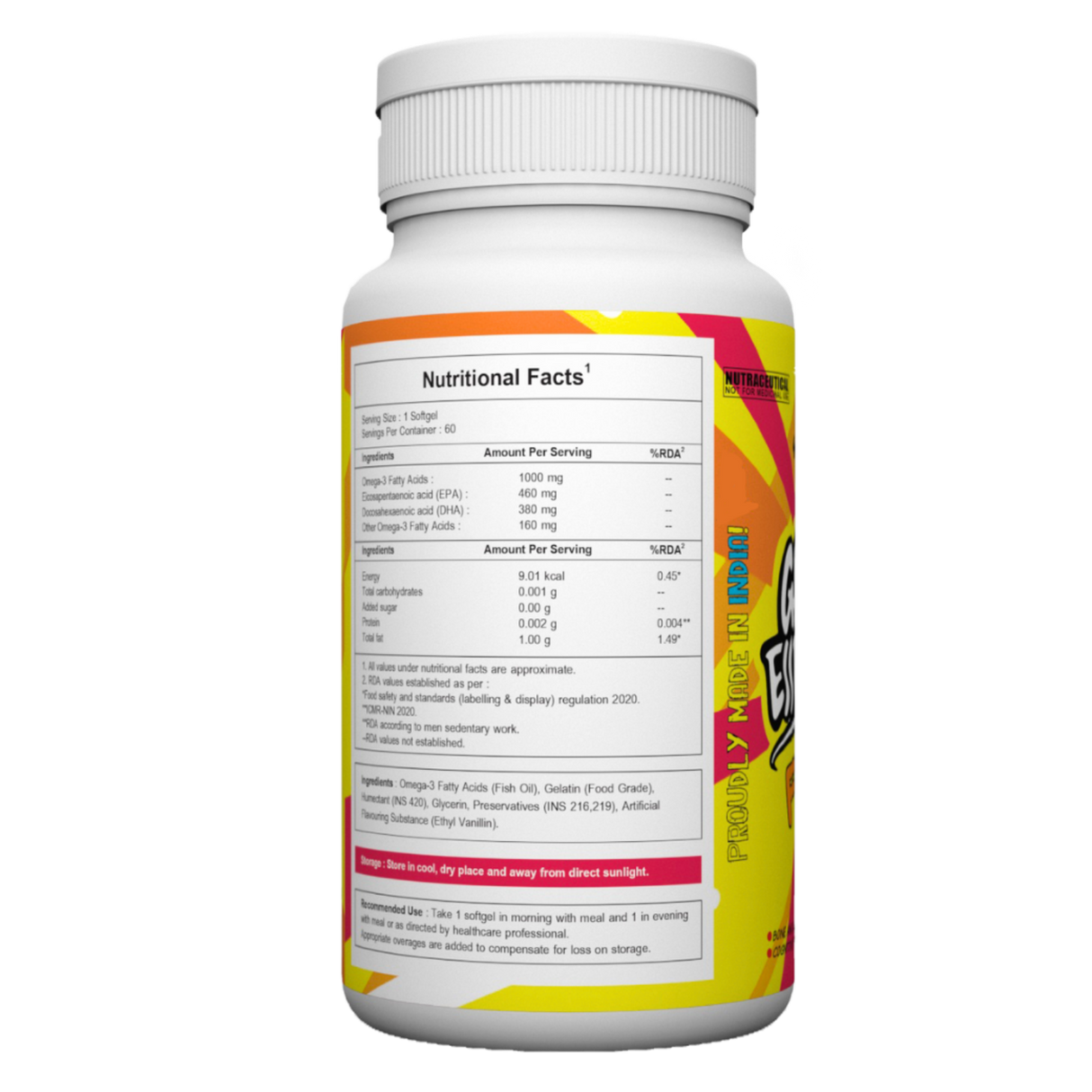 Gayor Essentials Omega 3 Fish Oil | 460mg EPA & 380mg DHA | 60 Softgels