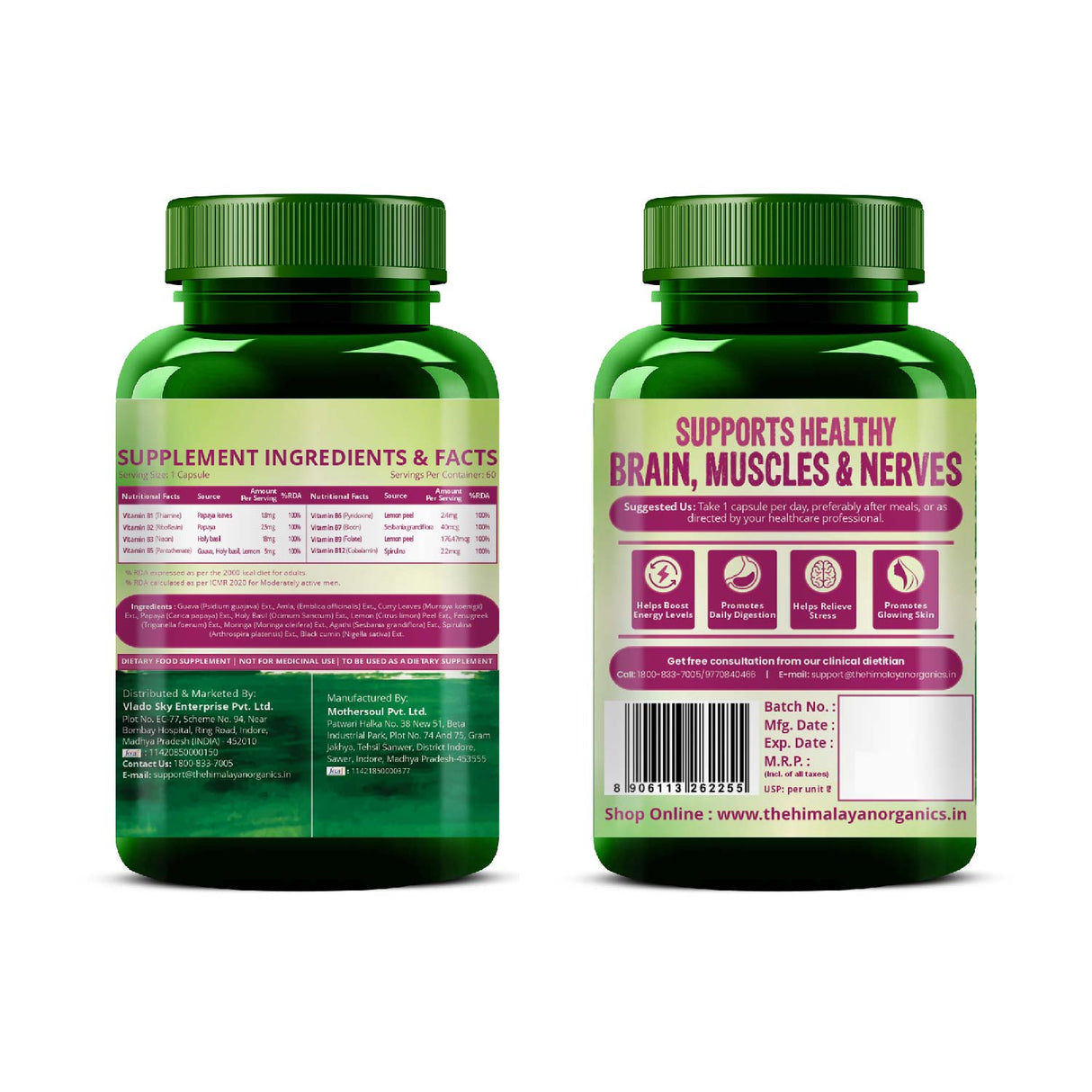 Vlado's Himalayan Organics, Plant Based Vitamin B Complex, 100% RDA - 60 Capsules