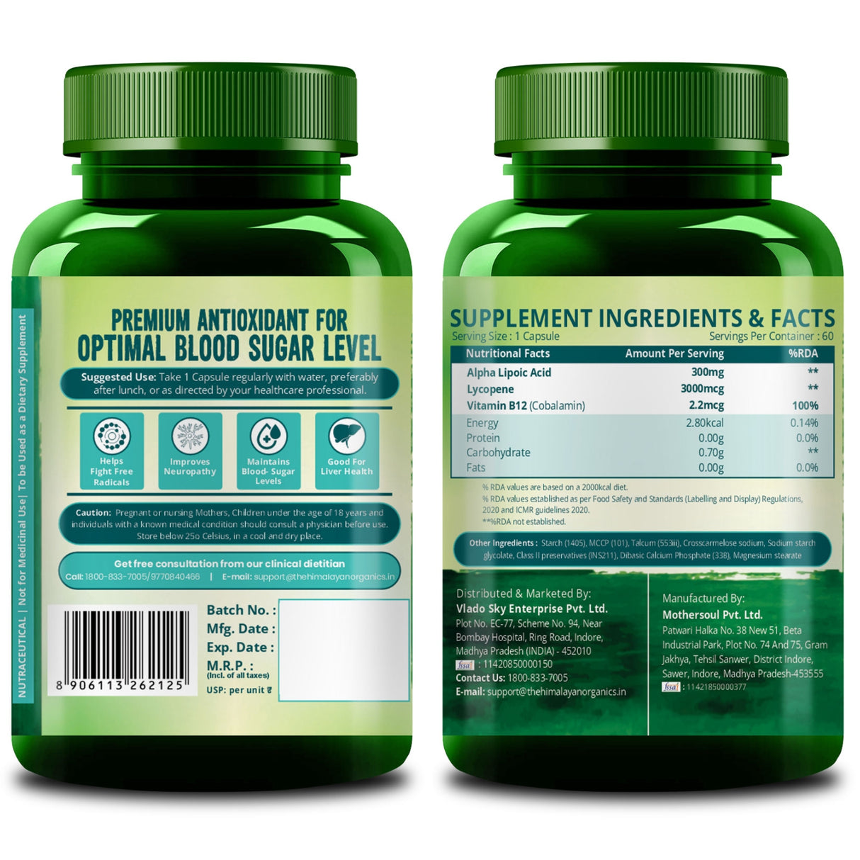 Vlado's Himalayan Organics, Alpha Lipoic Acid, 300mg - 60 Veg Capsules