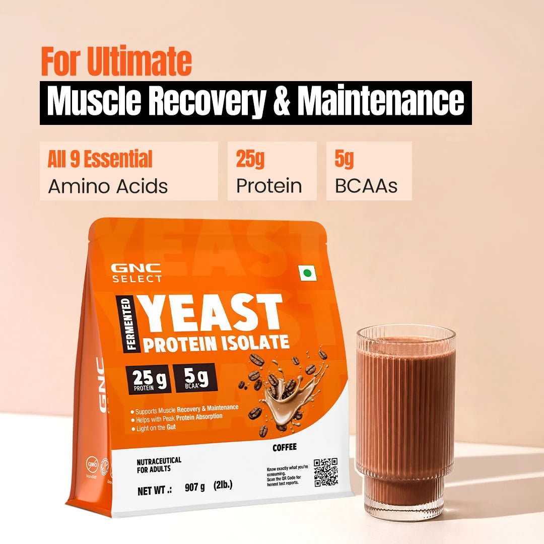 GNC Fermented Yeast Protein Isolate | 25g Protein | 5g BCAAs | Fermentation-Grown | Added Protease | 2lbs