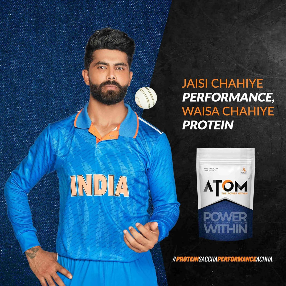 AS-IT-IS ATOM PWR Whey Protein 1 Kg + Nutristar Micronized CREA Gold Creatine Monohydrate 250g (83 Servings) - Power & Performance Stack