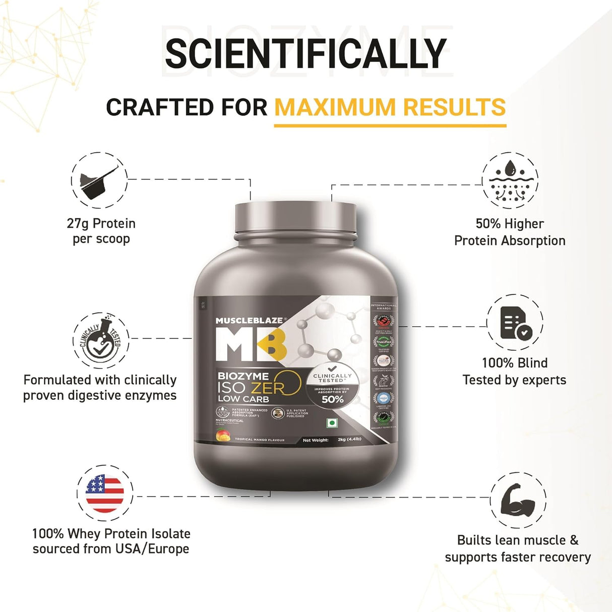 Muscleblaze Biozyme Iso-Zero Low Carb Isolate Protein - 2 Kg