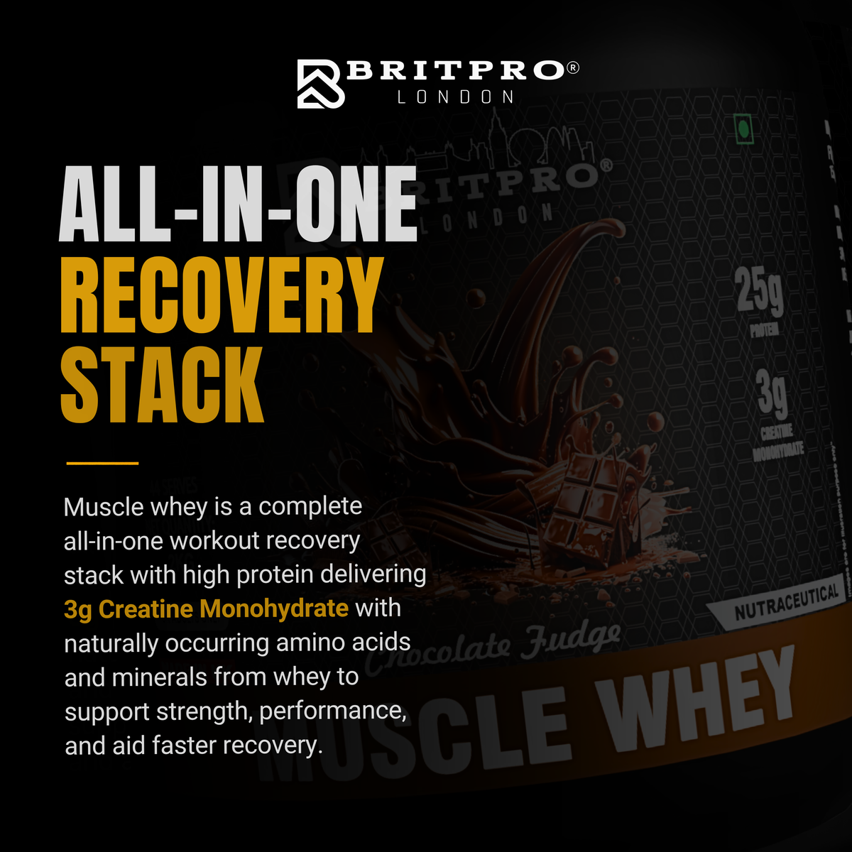 BRITPRO London Muscle Whey Protein Powder - 2kg | 44 Servings (INDIAN)