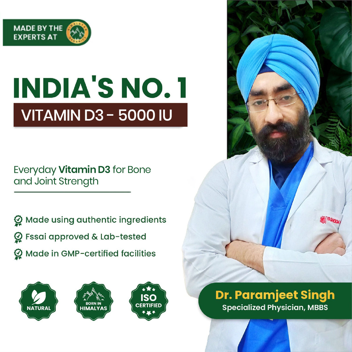 Vlado's Himalayan Organics Vitamin D3 5000 IU Chewable Tablets | 60 Tablets | Bone & Immunity Support