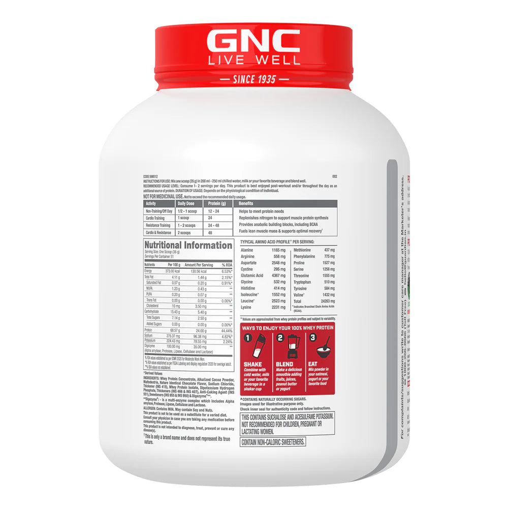 GNC Pro Performance 100% Whey Protein - 4 Lbs - Nutristar