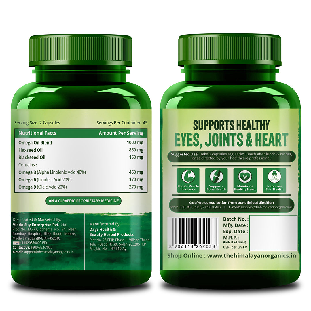 Vlado's Himalayan Organics, Flax Seed Oil Omega 3 6 9 - 90 Veg Capsules