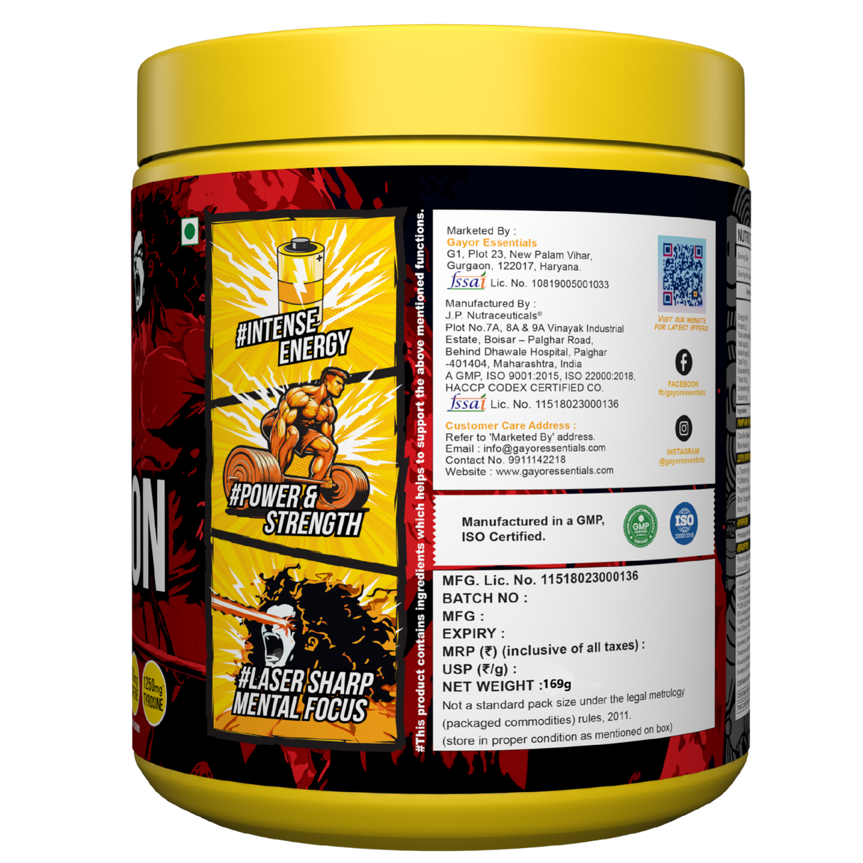 Gayor Essentials Zero Distraction Pre-Workout Powder 169g | 200mg Caffeine | 6g Citrulline