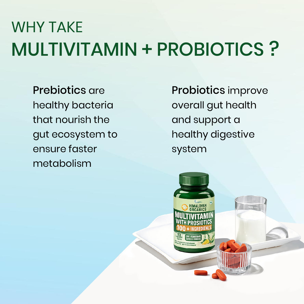 Himalayan Organics Multivitamin with Probiotics | 180 Tablets | Daily Nutrition & Immunity Support