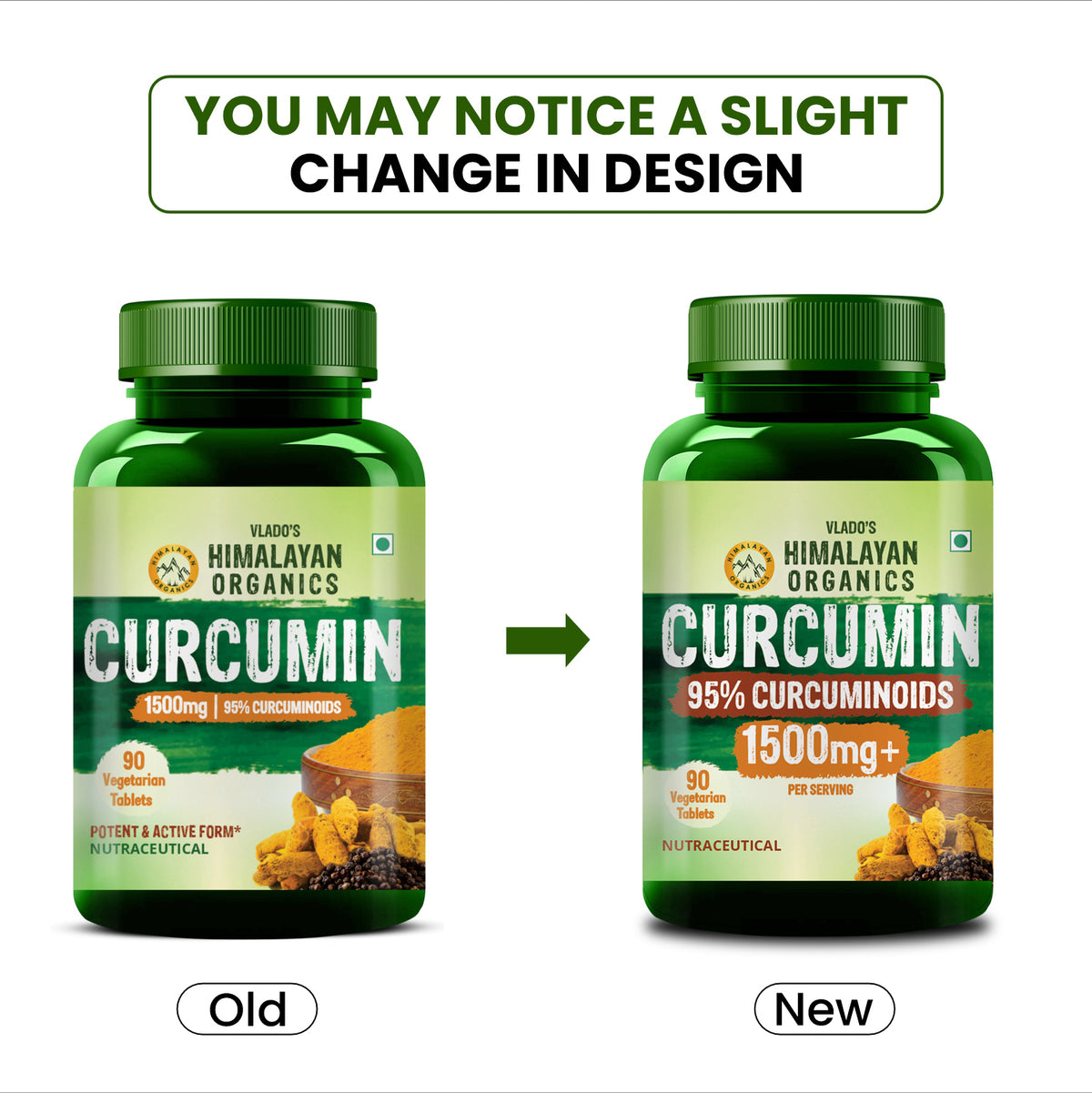 Vlado's Himalayan Organics, Curcumin with Biopiperine, 1500mg - 90 Veg Tablets