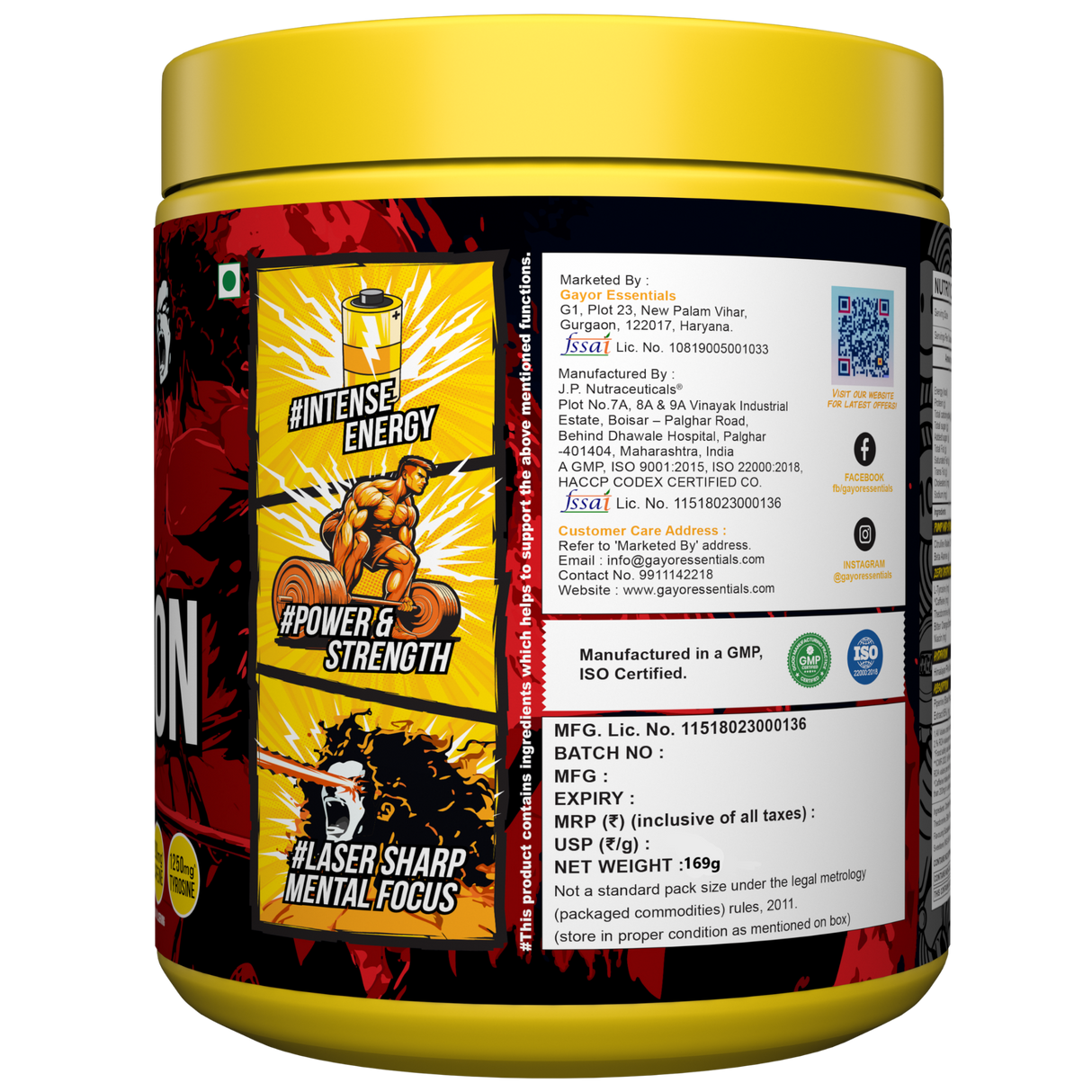 Gayor Essentials Zero Distraction Pre-Workout Powder 169g | 200mg Caffeine | 6g Citrulline