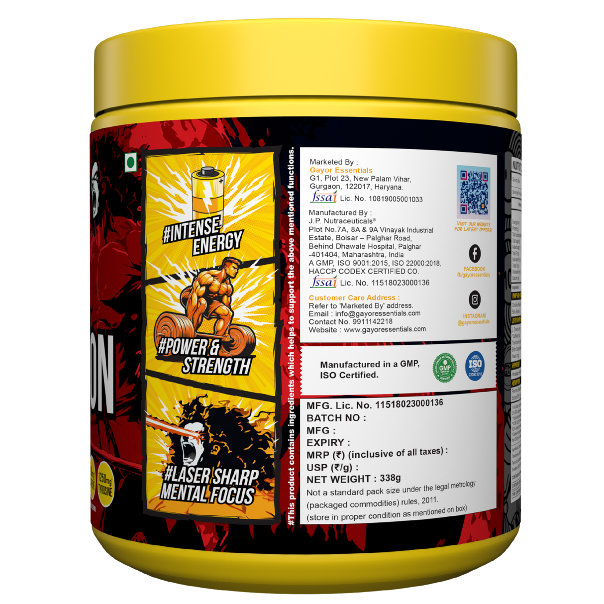 Gayor Essentials Zero Distraction Pre-Workout Powder 338g | 200mg Caffeine | 6g Citrulline