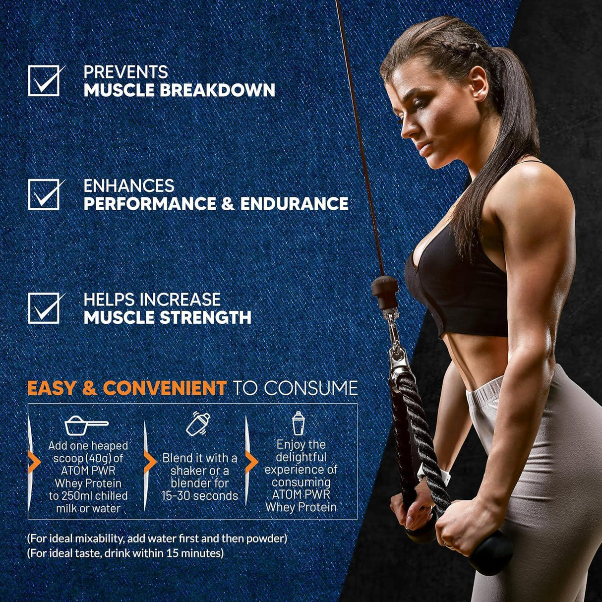 AS-IT-IS ATOM PWR Whey Protein 1 Kg + Nutristar Micronized CREA Gold Creatine Monohydrate 250g (83 Servings) - Power & Performance Stack