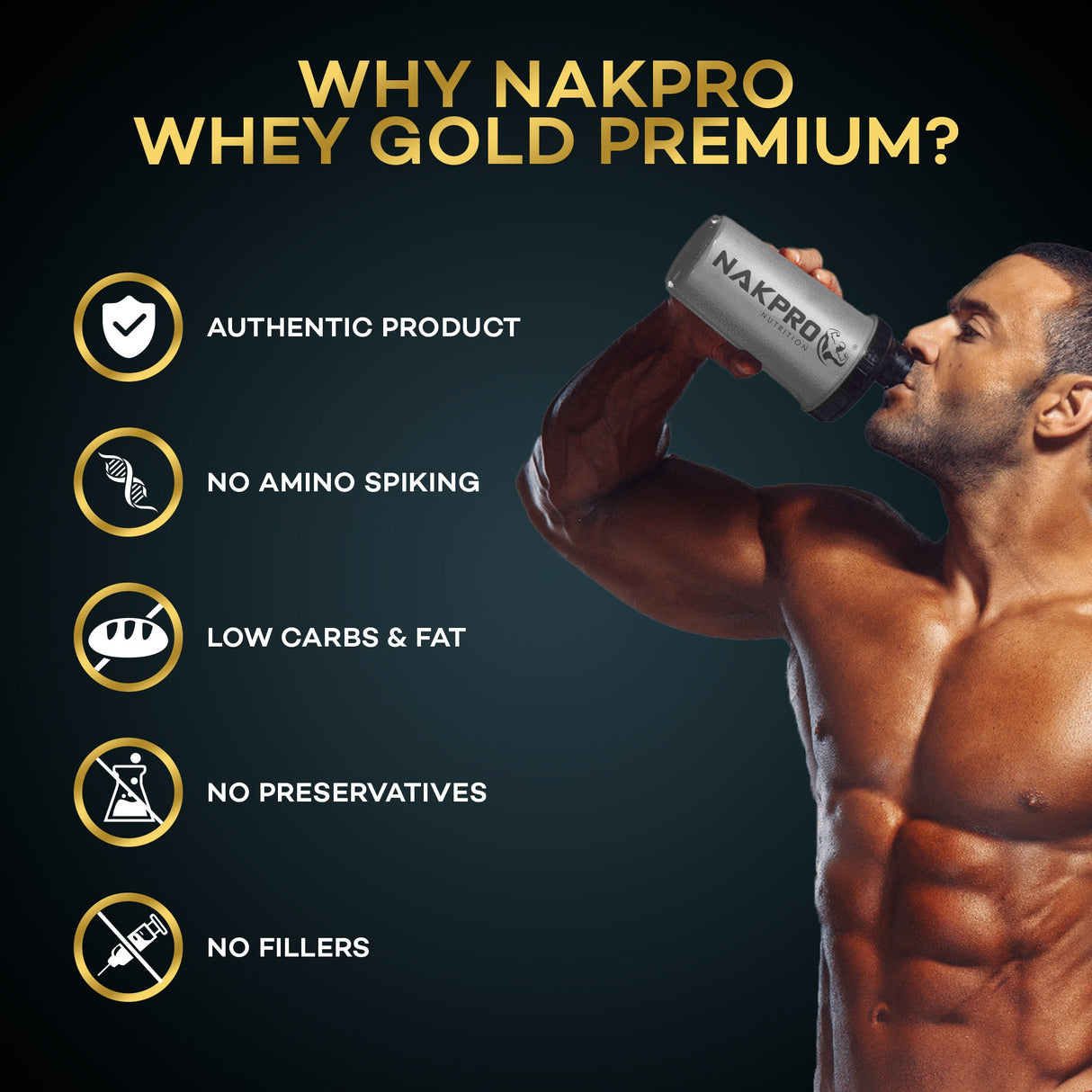 NAKPRO Gold Premium Whey Protein Concentrate & Isolate - 1 Kg
