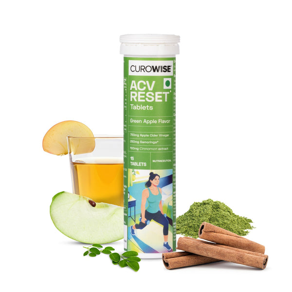 Curowise ACV Reset | Apple Cider Vinegar Effervescent Tablets | 15 Tablets