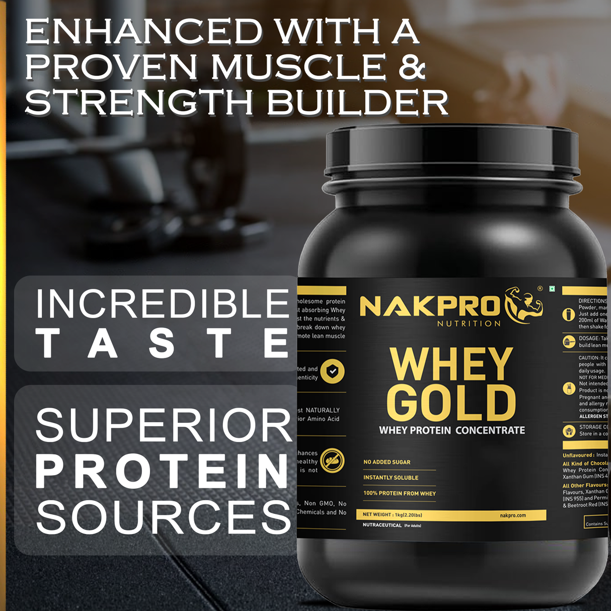 NAKPRO Whey Protein Concentrate Jar 1 Kg
