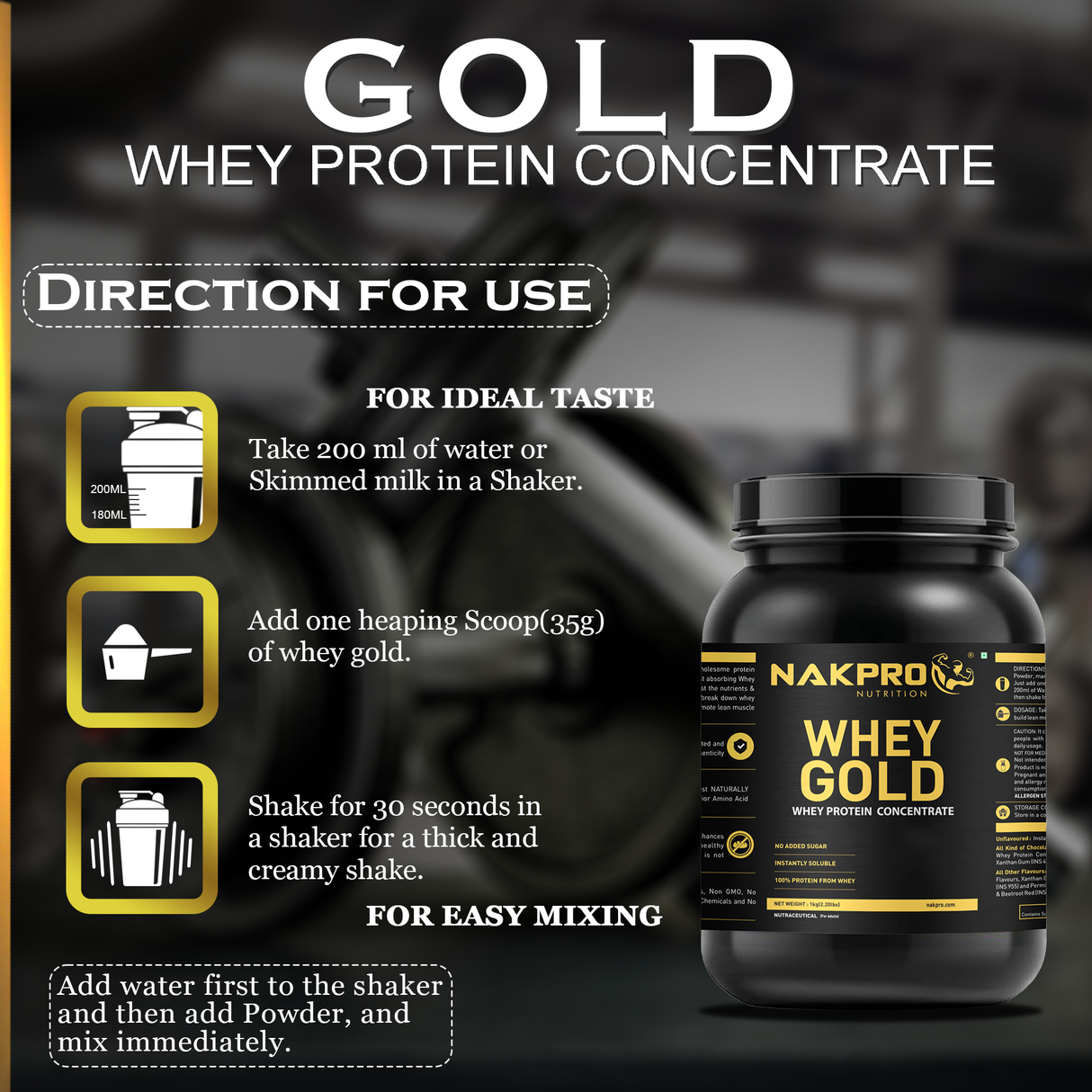 NAKPRO Whey Protein Concentrate Jar 1 Kg