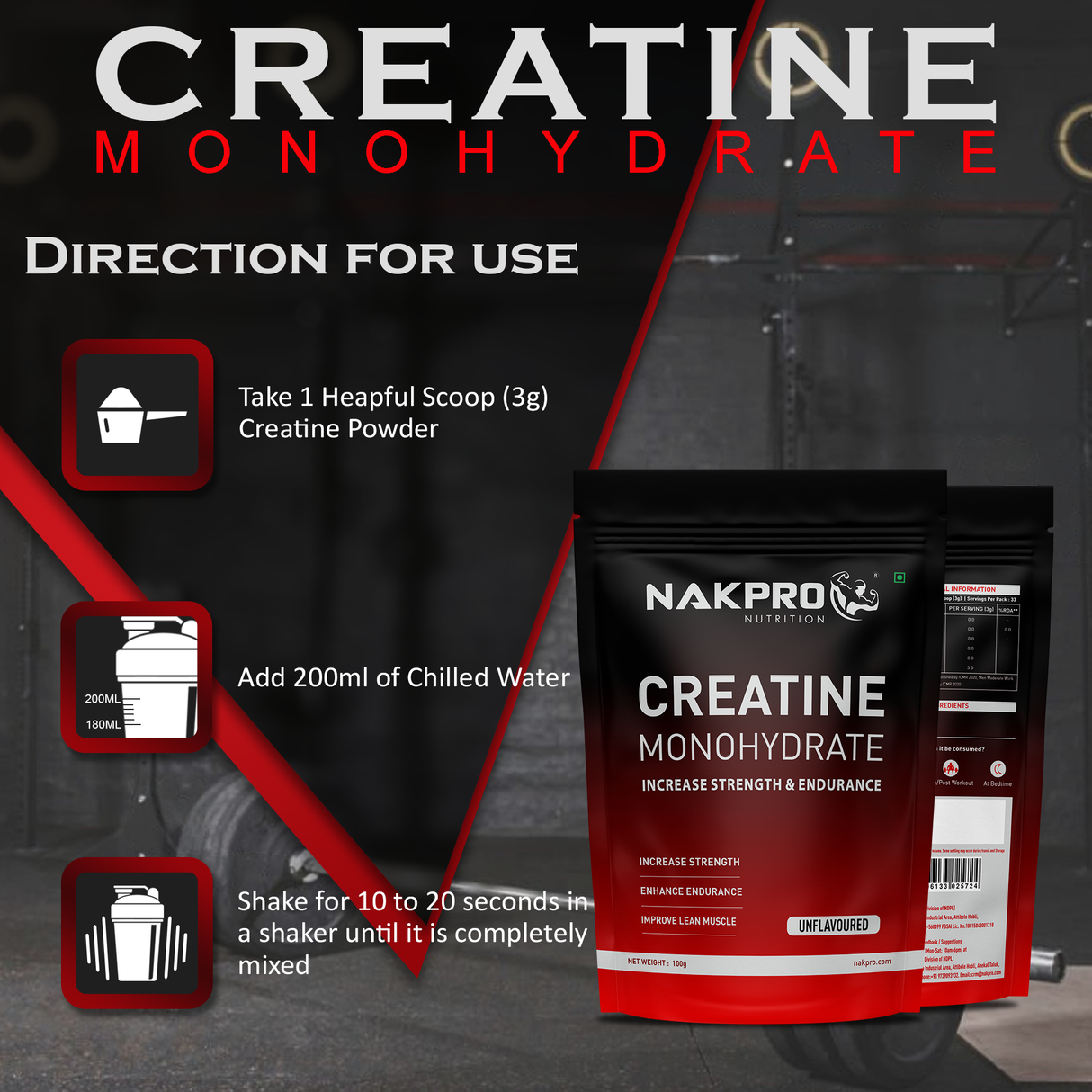 NAKPRO Creatine Monohydrate 100 G