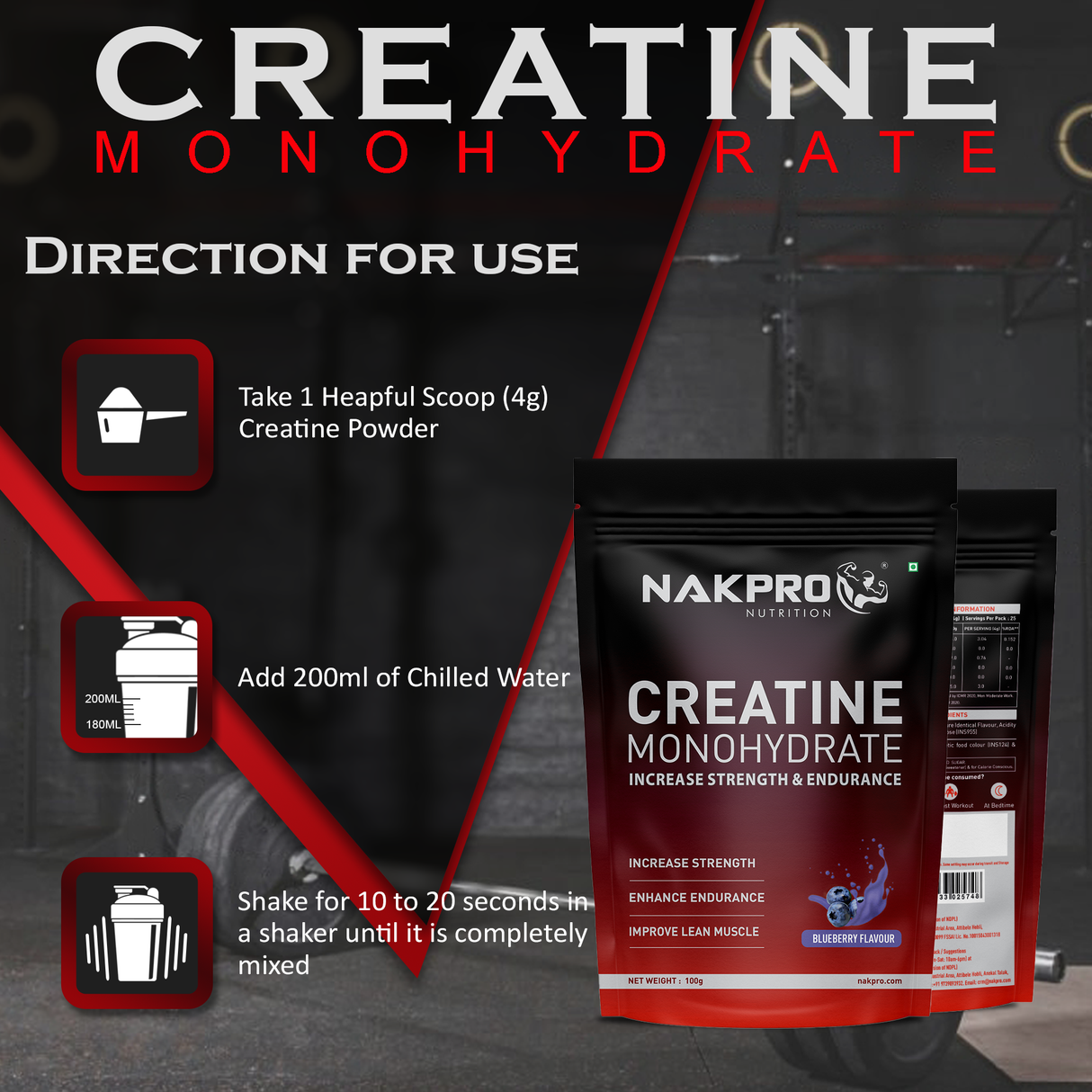 NAKPRO Creatine Monohydrate Jar 250 G