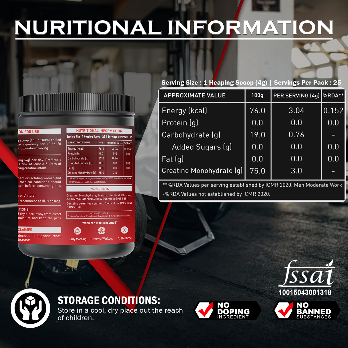 NAKPRO Creatine Monohydrate Jar 100 G