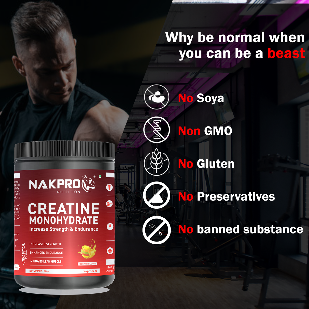 NAKPRO Creatine Monohydrate Jar 100 G