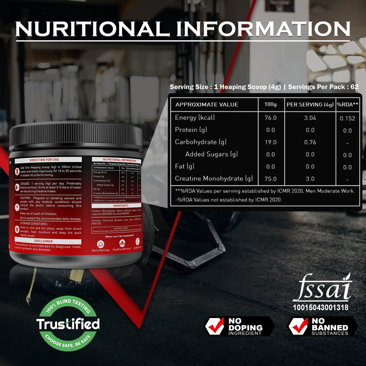 NAKPRO Creatine Monohydrate Jar 100 G