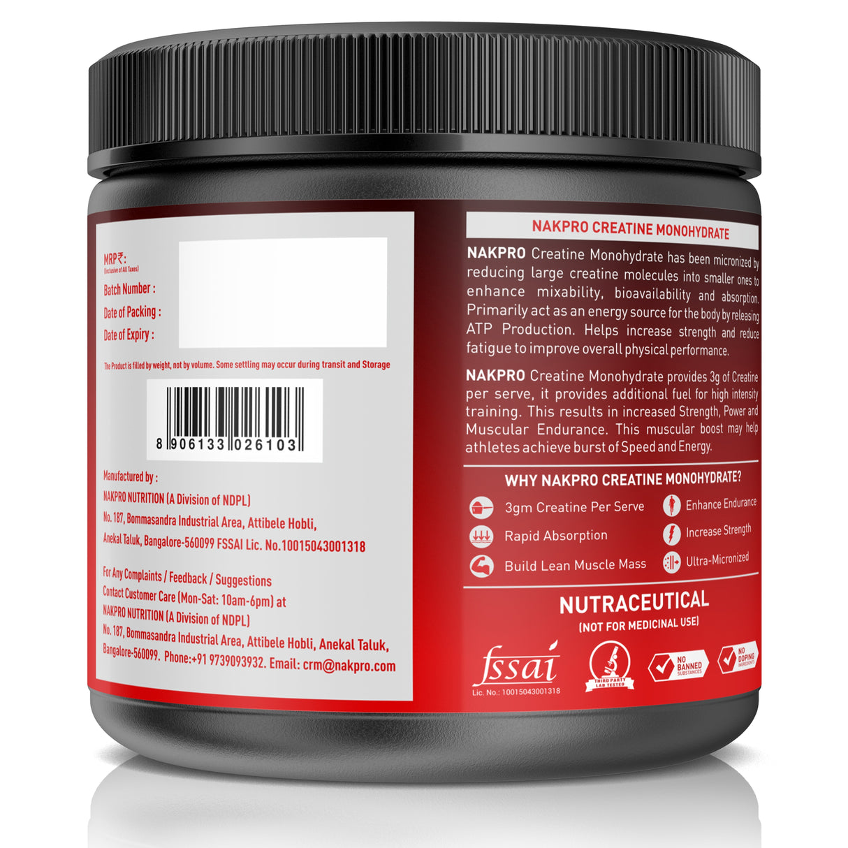 NAKPRO Creatine Monohydrate Jar 100 G