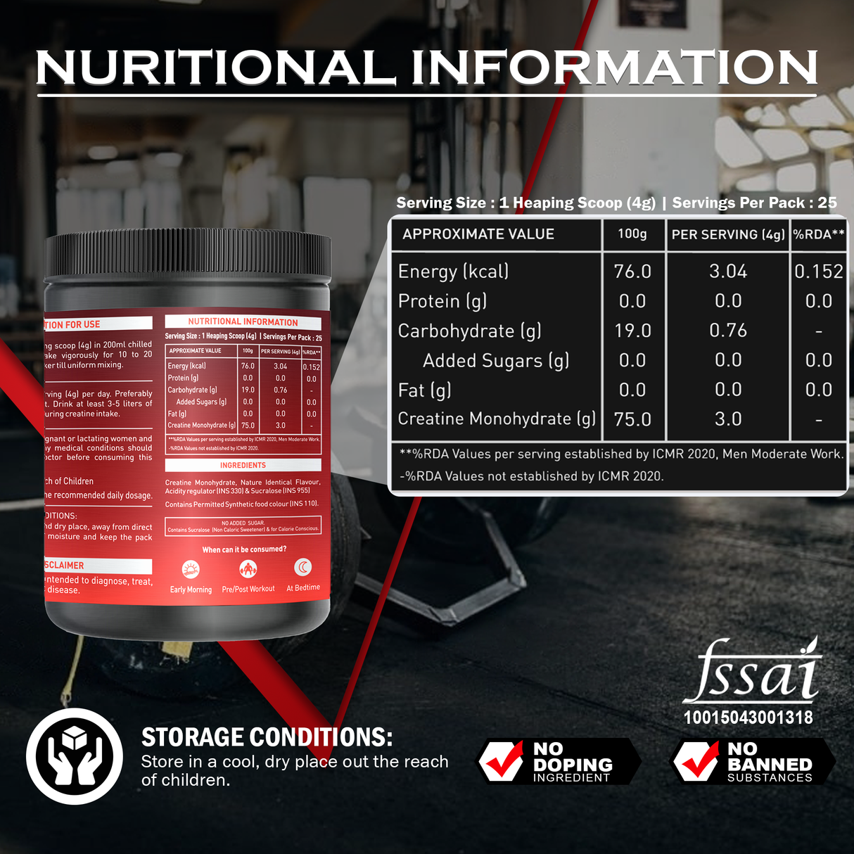 NAKPRO Creatine Monohydrate Jar 100 G