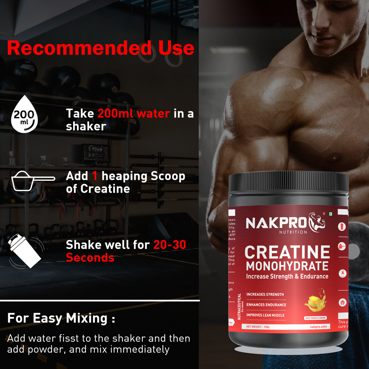 NAKPRO Creatine Monohydrate Jar 100 G