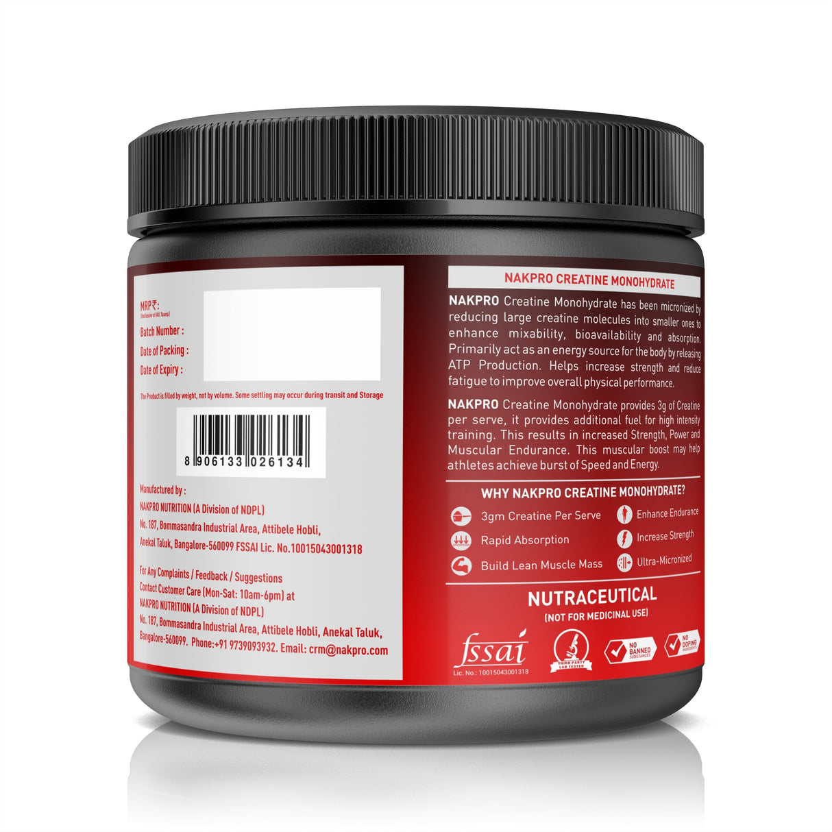 NAKPRO Creatine Monohydrate Jar 100 G