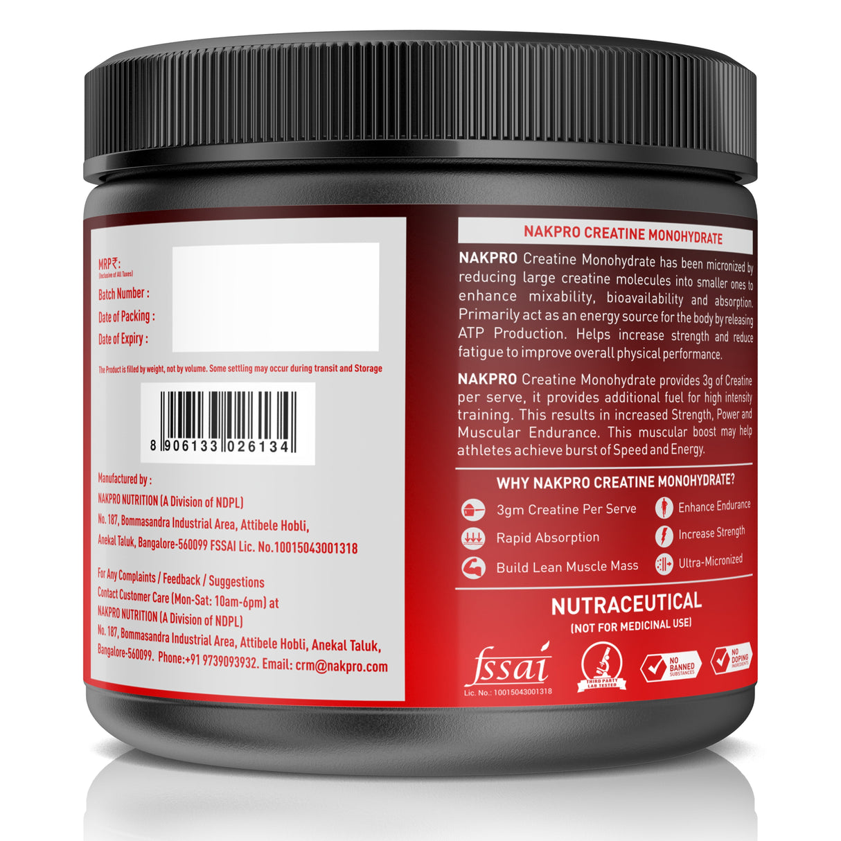 NAKPRO Creatine Monohydrate Jar 100 G