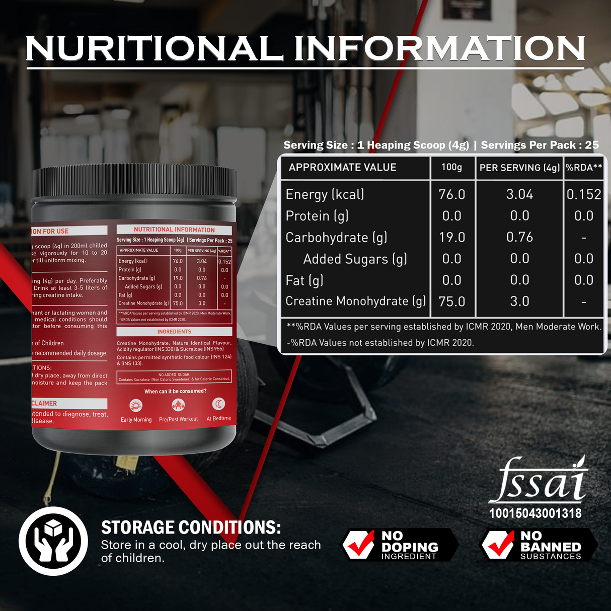 NAKPRO Creatine Monohydrate Jar 100 G