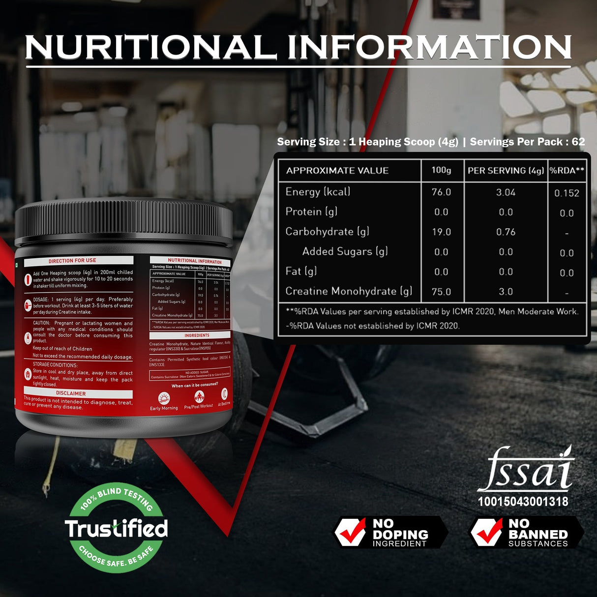 NAKPRO Creatine Monohydrate Jar 100 G