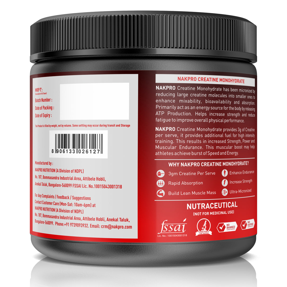 NAKPRO Creatine Monohydrate Jar 100 G