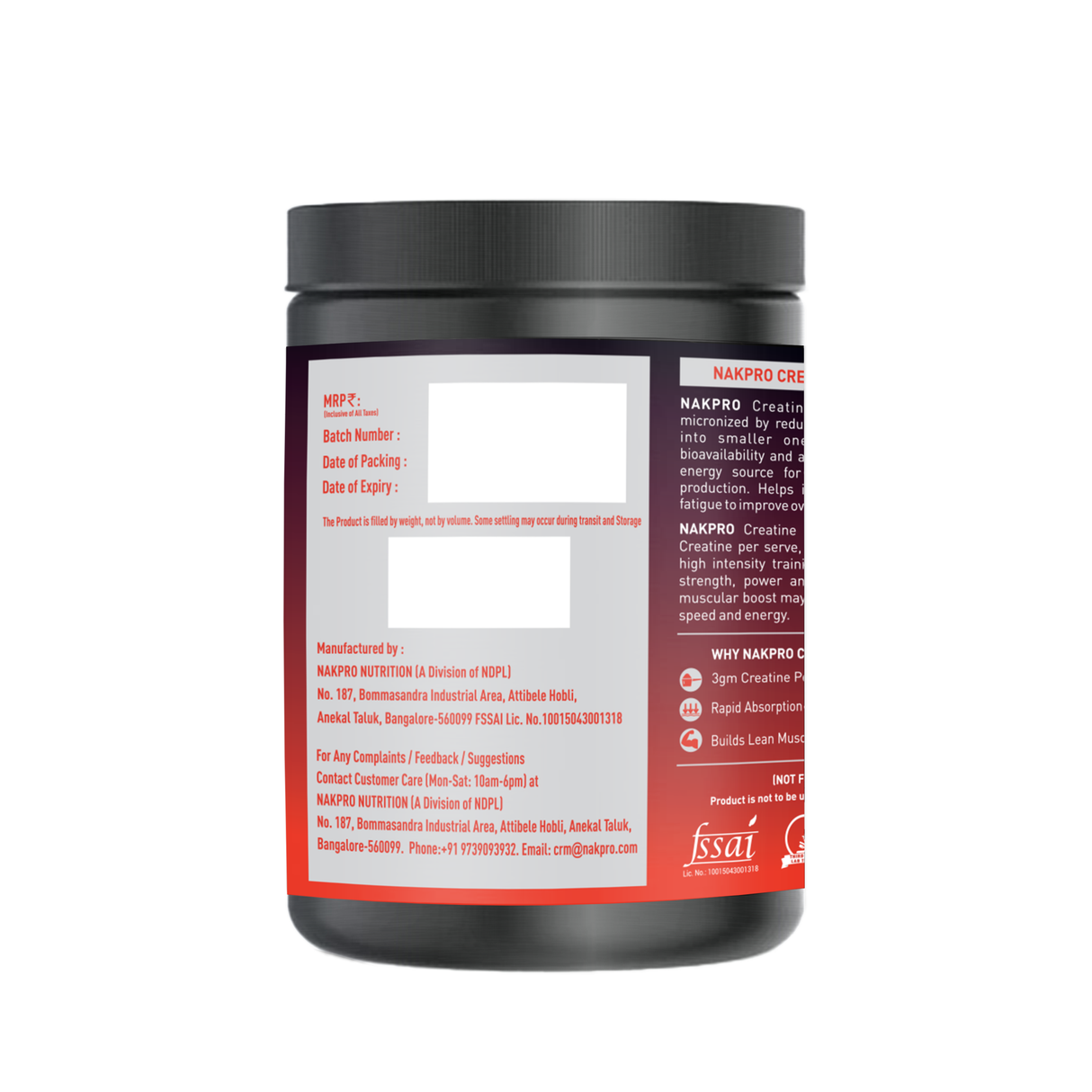 NAKPRO Creatine Monohydrate Jar 100 G