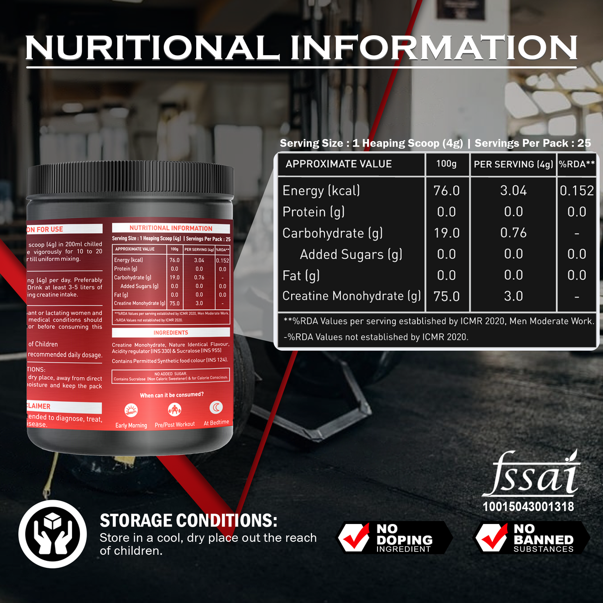 NAKPRO Creatine Monohydrate Jar 100 G