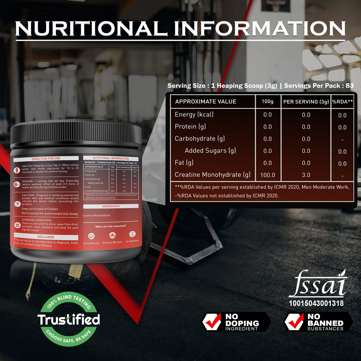 NAKPRO Creatine Monohydrate Jar 100 G