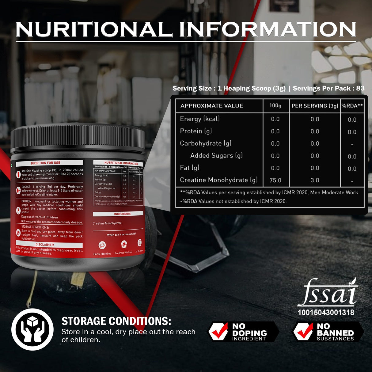 NAKPRO Creatine Monohydrate Jar 100 G