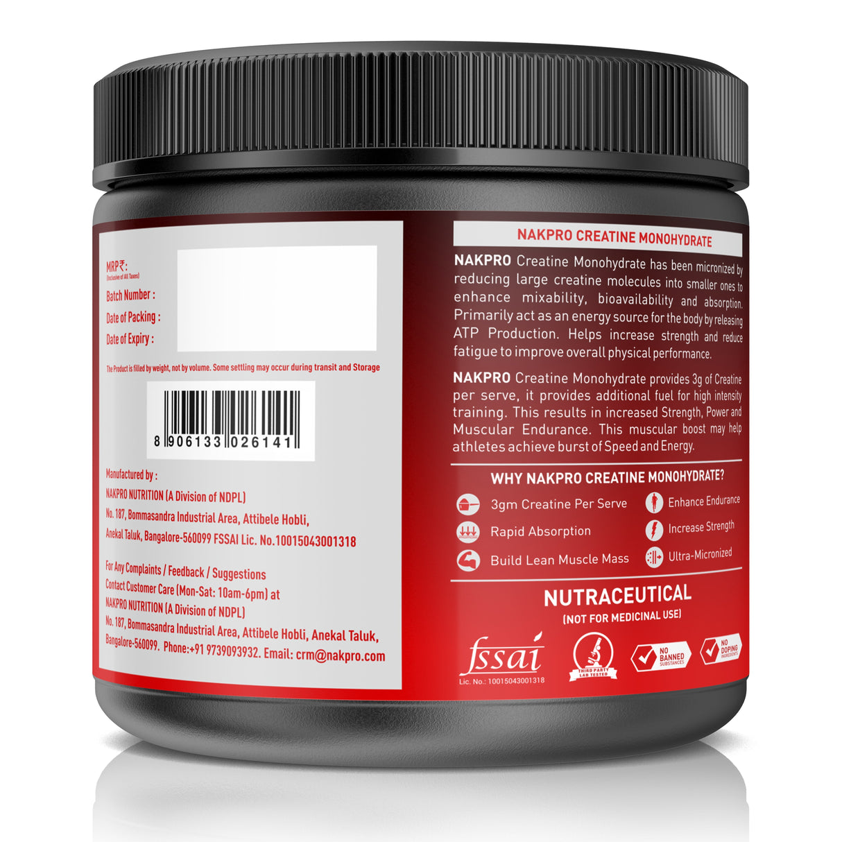 NAKPRO Creatine Monohydrate Jar 100 G