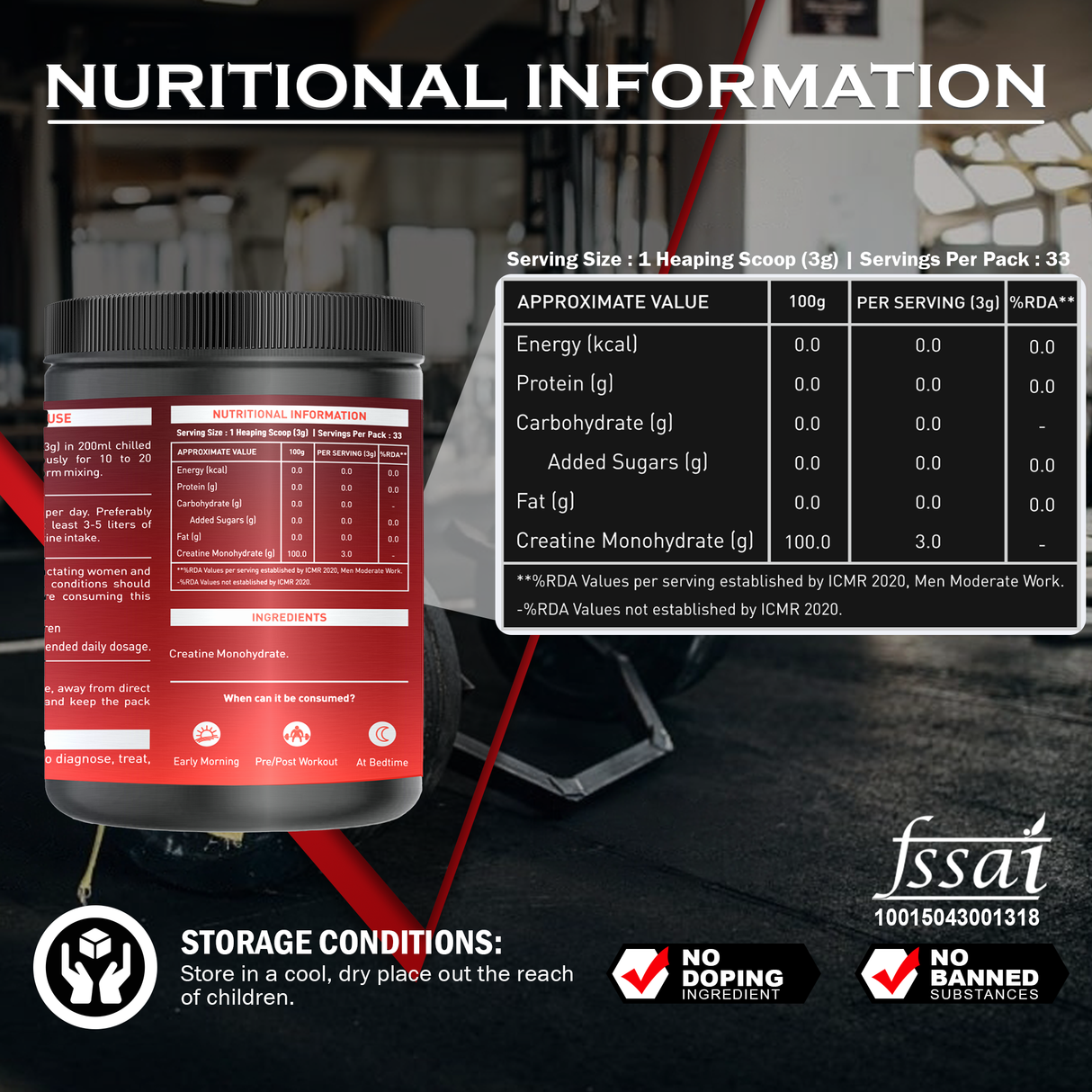 NAKPRO Creatine Monohydrate Jar 100 G