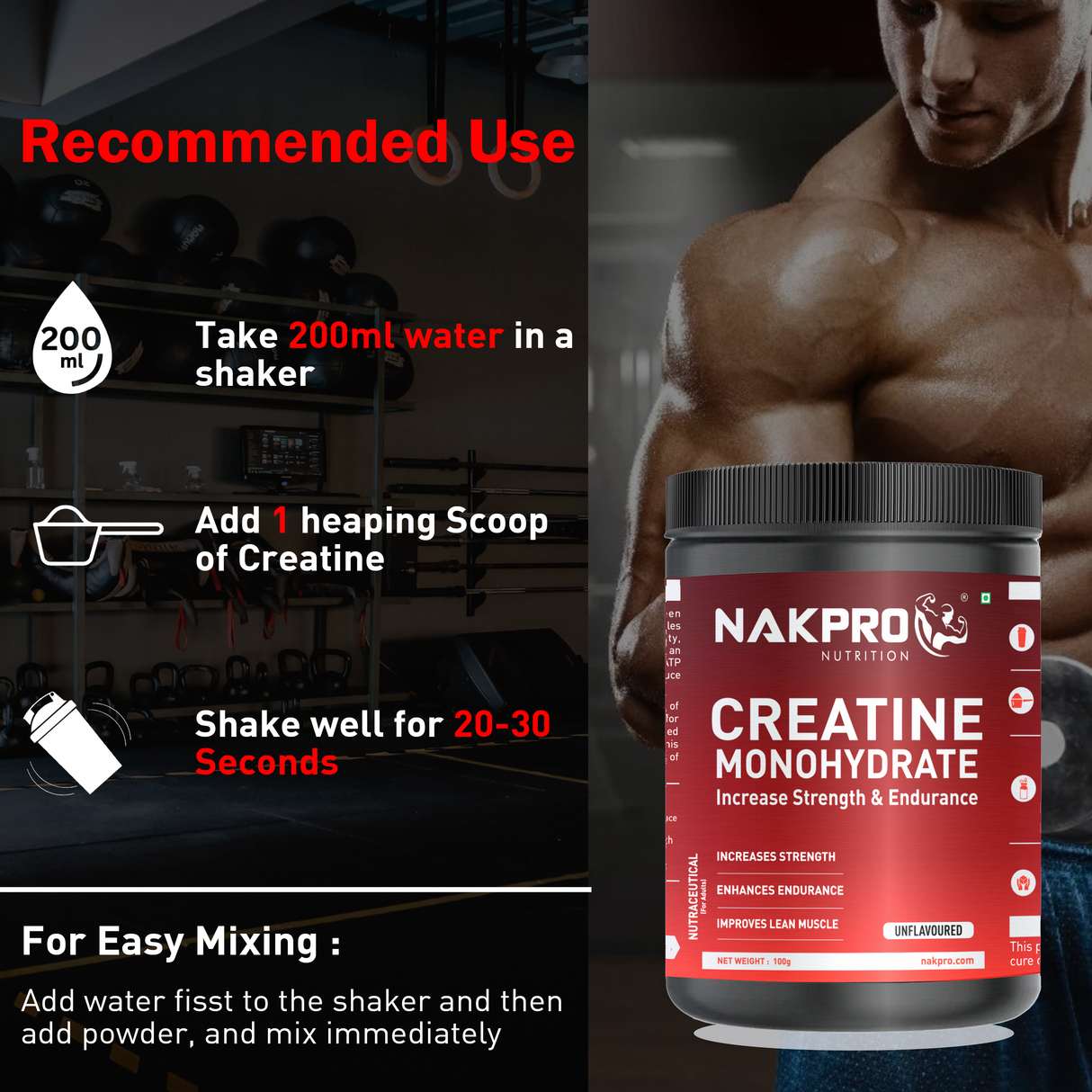 NAKPRO Creatine Monohydrate Jar 100 G