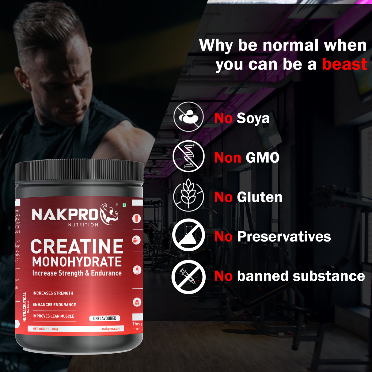 NAKPRO Creatine Monohydrate Jar 100 G