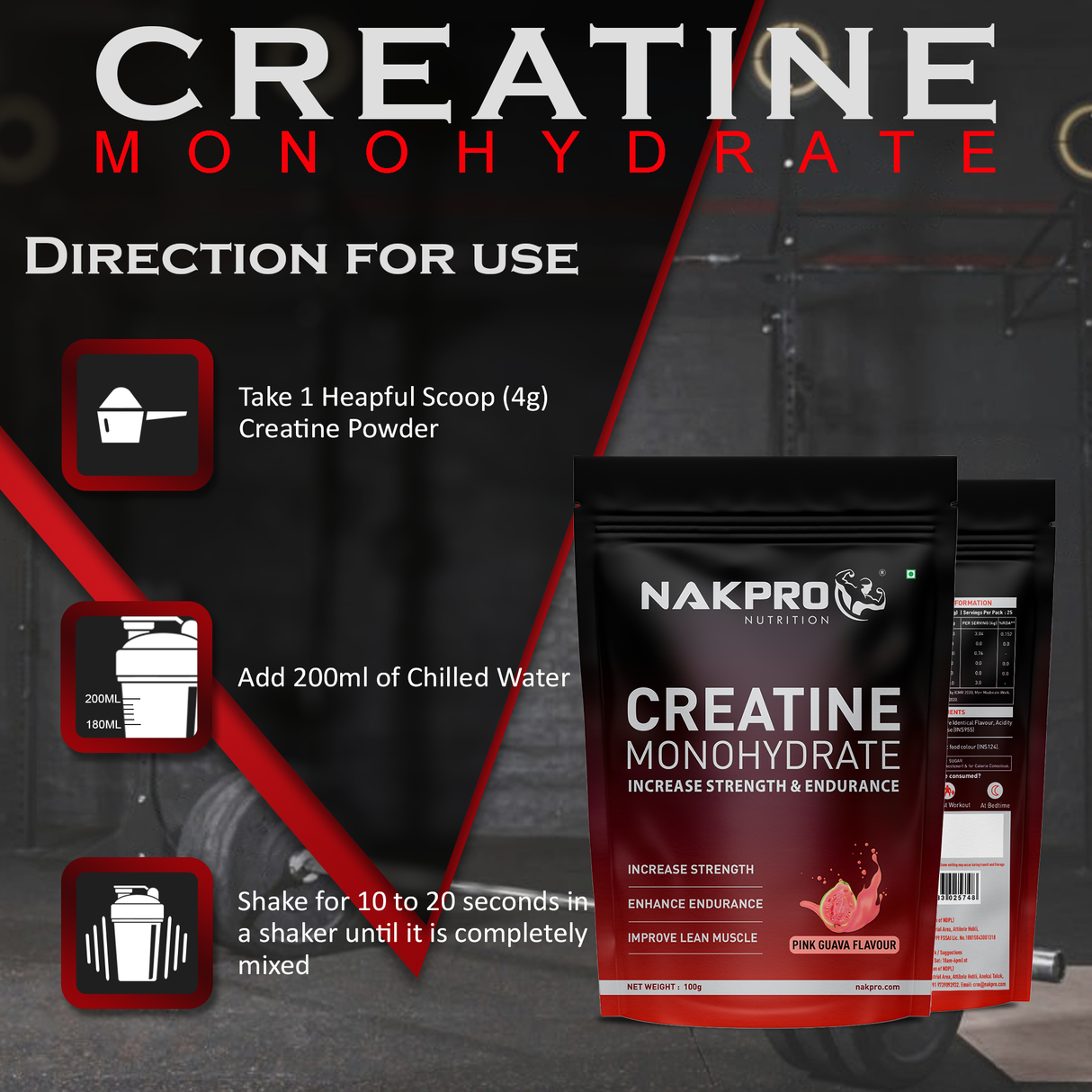 NAKPRO Creatine Monohydrate Jar 100 G