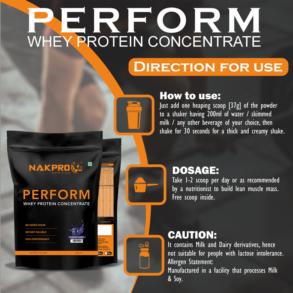 NAKPRO Perform Whey Protein Concentrate 500 Gm