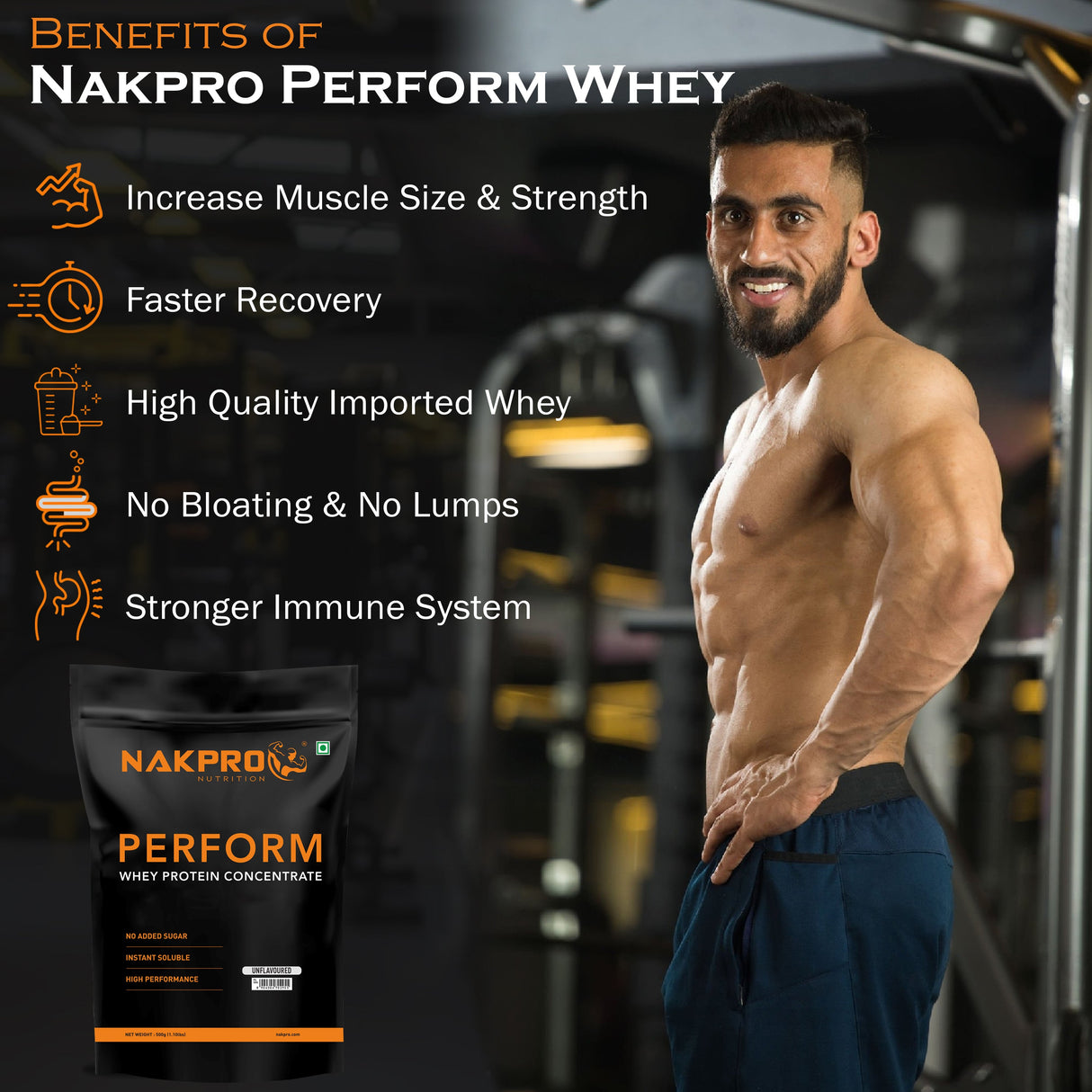 NAKPRO Perform Whey Protein Concentrate 500 Gm