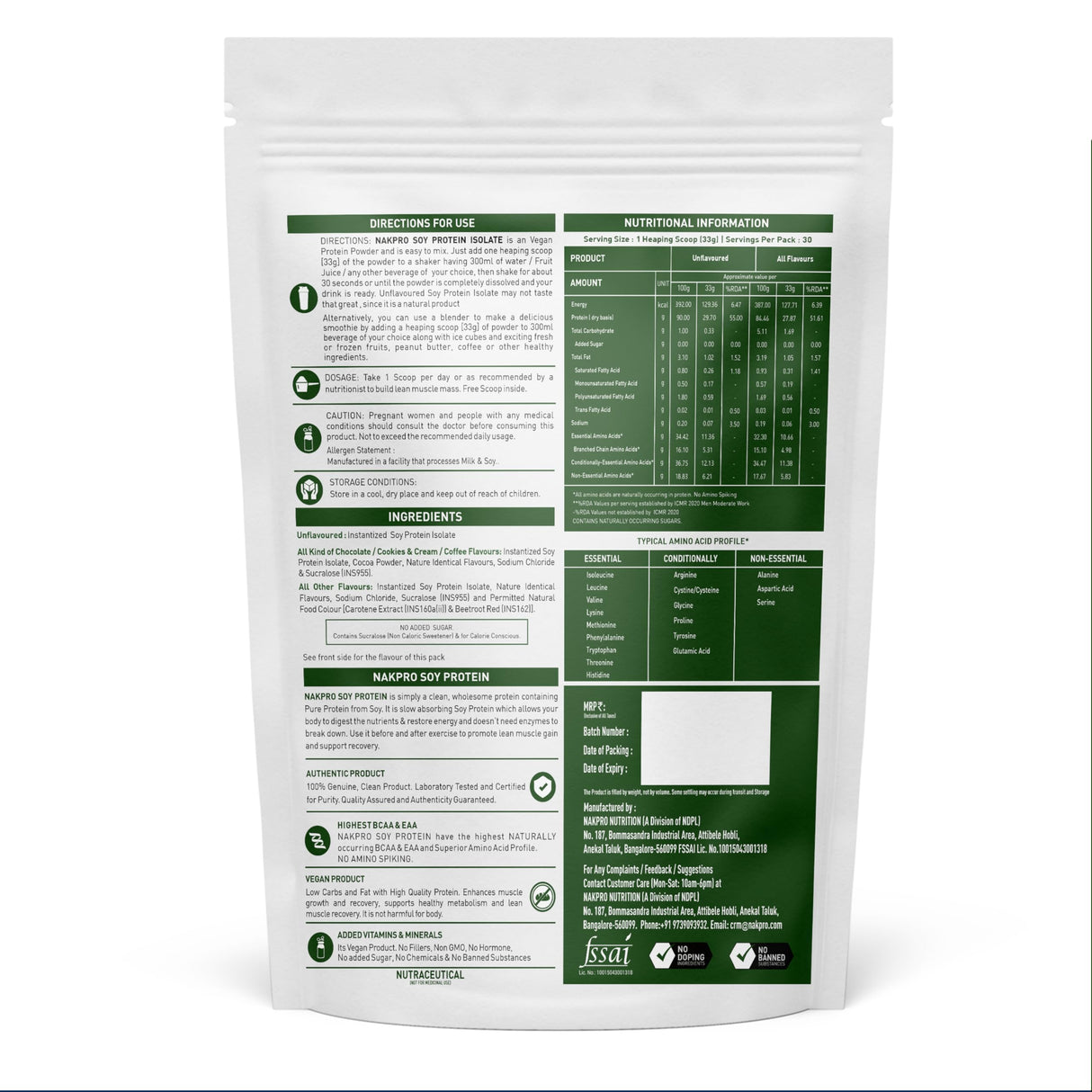 NAKPRO Soy Protein 500 Gm