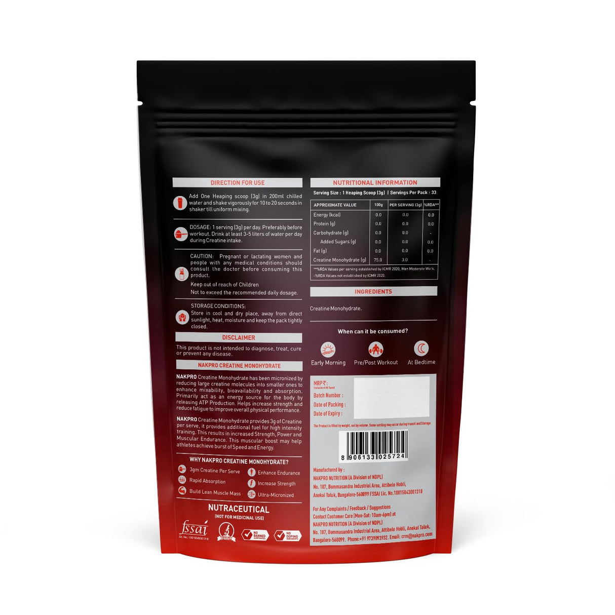 NAKPRO Impact Whey Protein 1 Kg with Creatine Monohydrate 100 Gm and Shaker